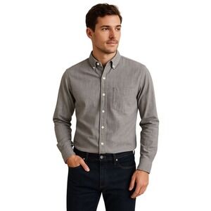 Stock MFG Co Gray Button Down Shirt Men's Medium | Casual Preppy Workwear